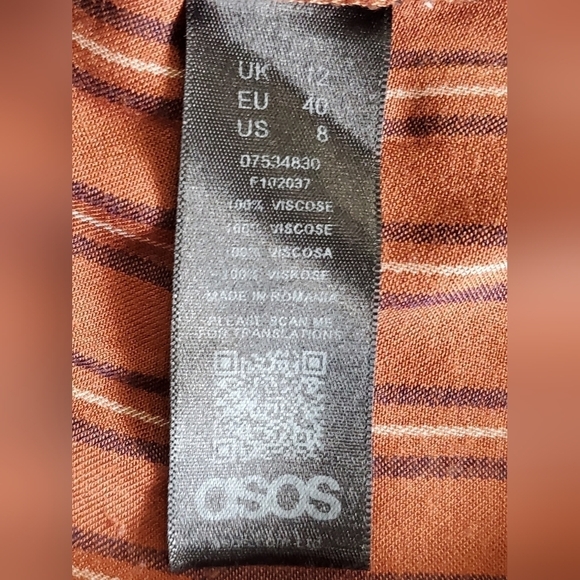 Bundle Only: ASOS Women's Brown Striped Viscose Soft   Casual Pants SZ 8. - Picture 6 of 10